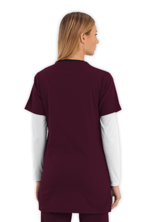 1004 Ultra Soft Likralı Tunik Bordo Üniforma Takım