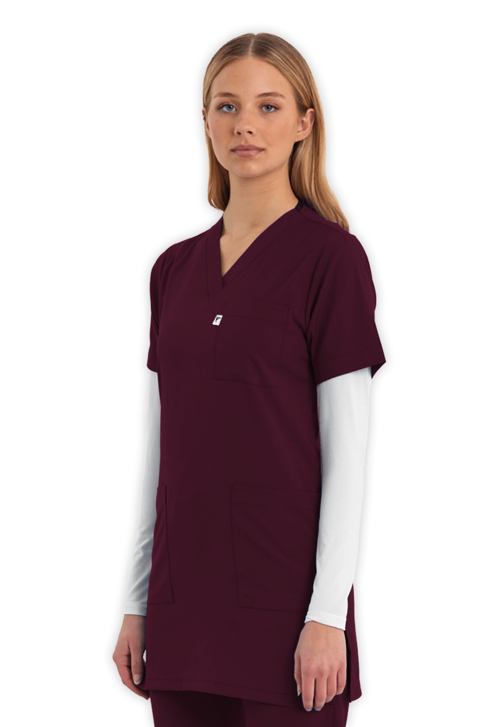 1004 Ultra Soft Likralı Tunik Bordo Üniforma Üst